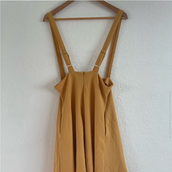 Modcloth Mustard Yellow Suspender Skirt Dress – Retro Inspired Fit & Flare Large - Picture 7 of 10